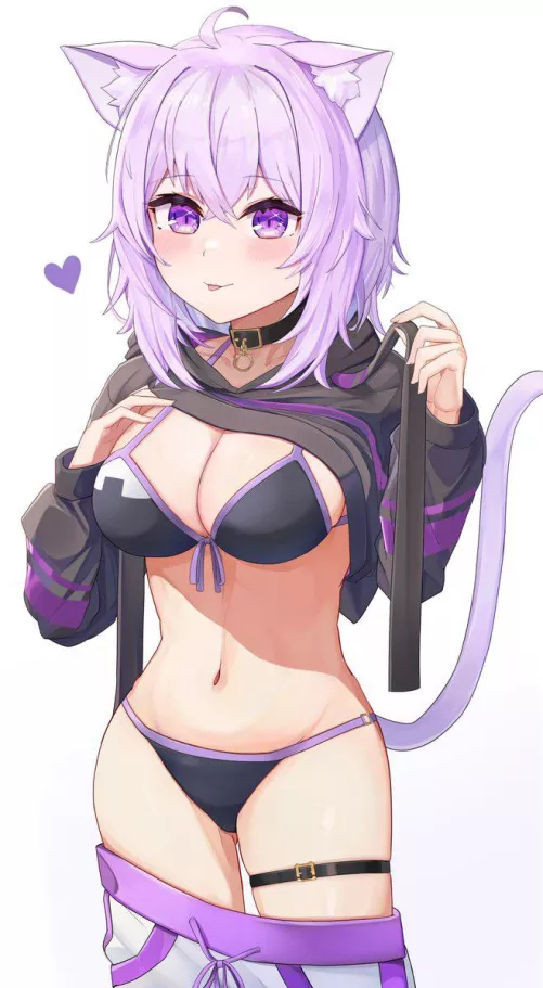 Okayu is ready to hit the pool at any moment by EmmaNyaaa