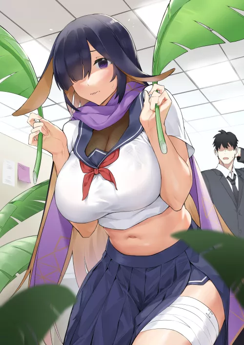 Tsukuyo disguised between two ferns (Dawalixi) [Blue Archive] by llamanatee