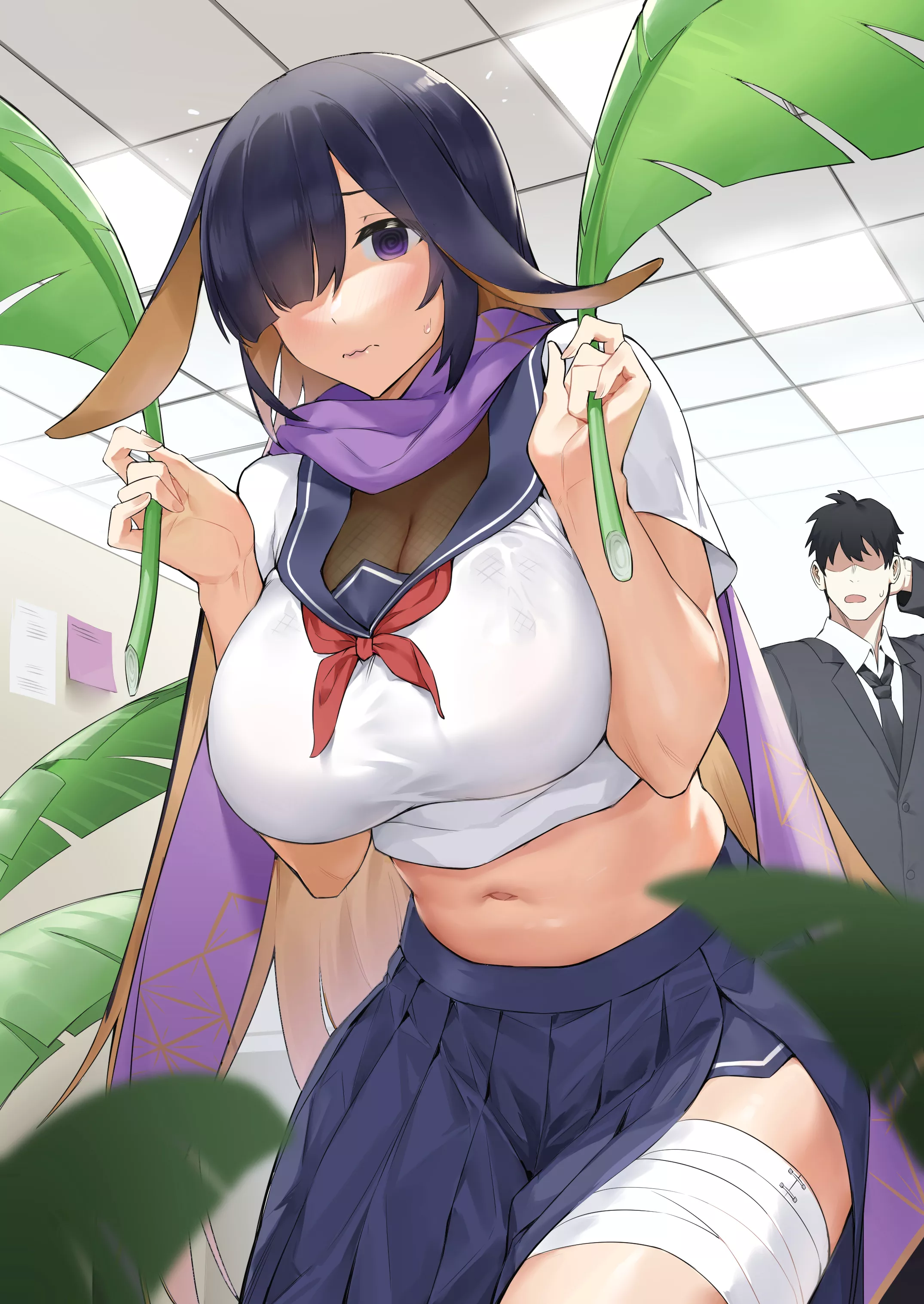 Tsukuyo disguised between two ferns (Dawalixi) [Blue Archive] posted by llamanatee