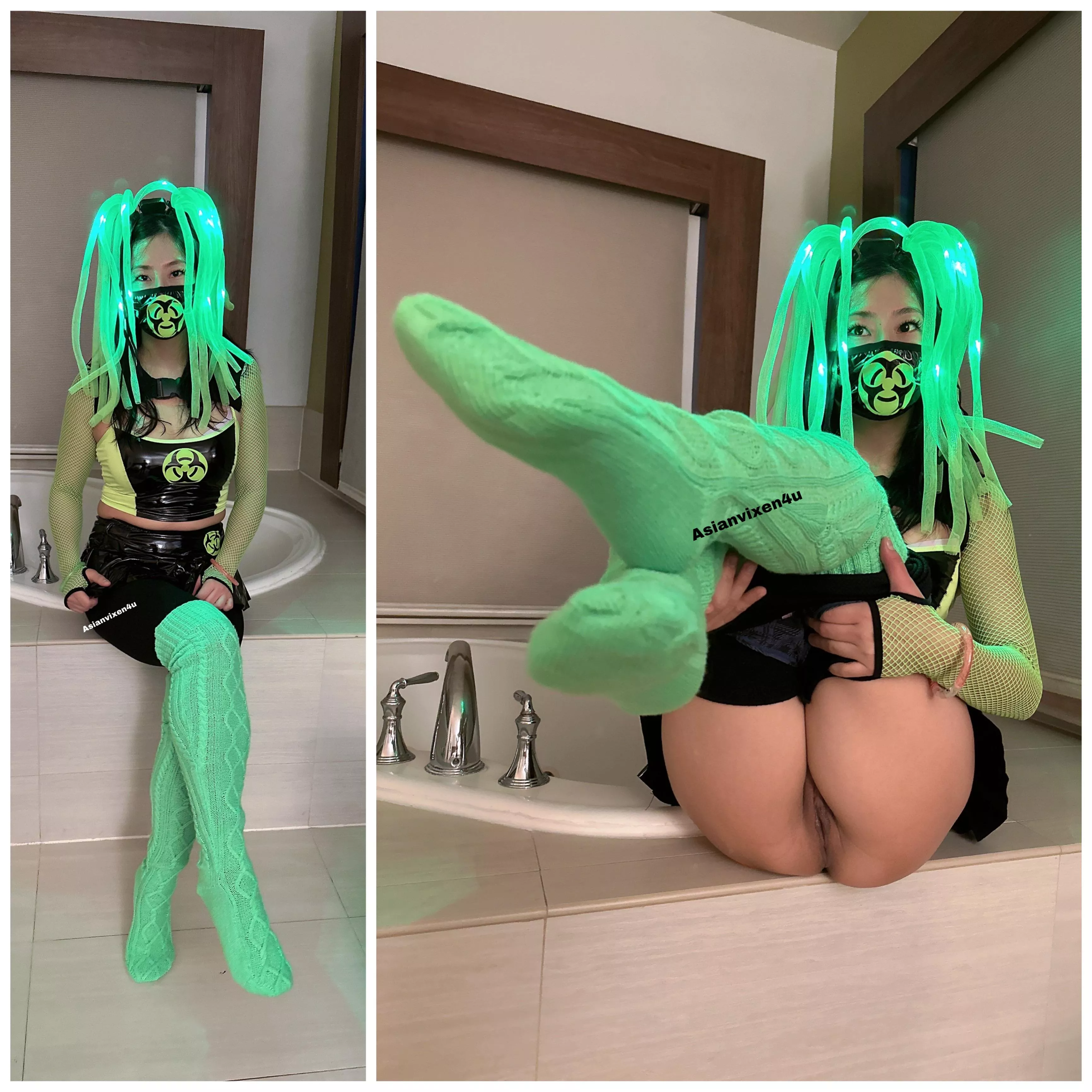 Going wild in neon socks posted by AsianVixen4U