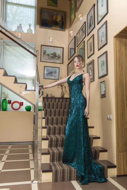 in a green dress by famegirls