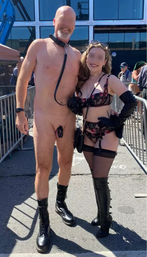 My beautiful Key Holder took me to the Folsom Street Fair 2022! She paraded me in front of thousands of people caged and on a leash! by CarefulAndQuiet