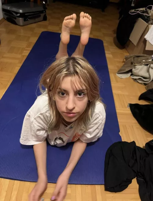 POV: you're waking up to me stretching on the floor (oc) by minifootsie