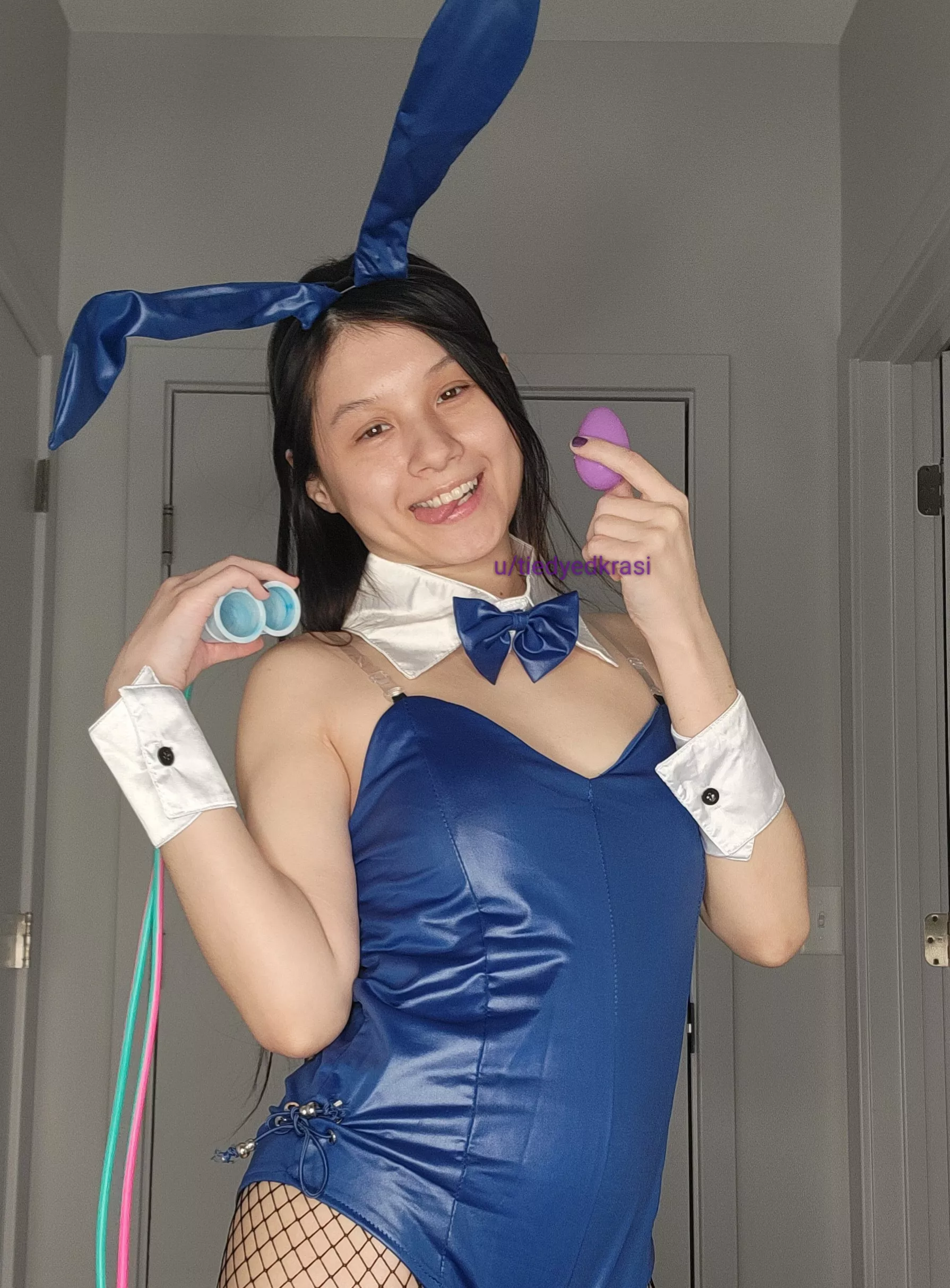 Bunny happy to have gotten the egg posted by tiedyedkrasi