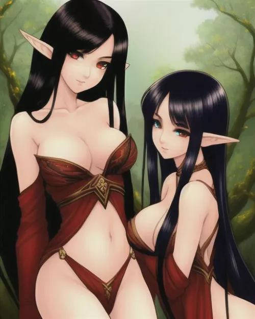 Elf twins made with starryai by NeckPrevious