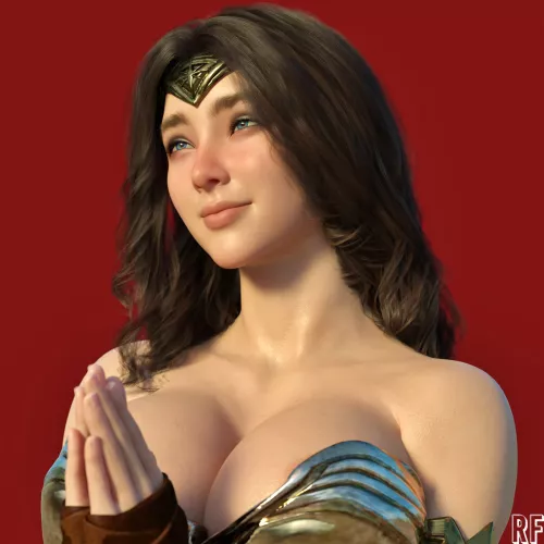 Happy Cute Wonder Woman (Rude Frog 3D) [DC] by Mxfyn