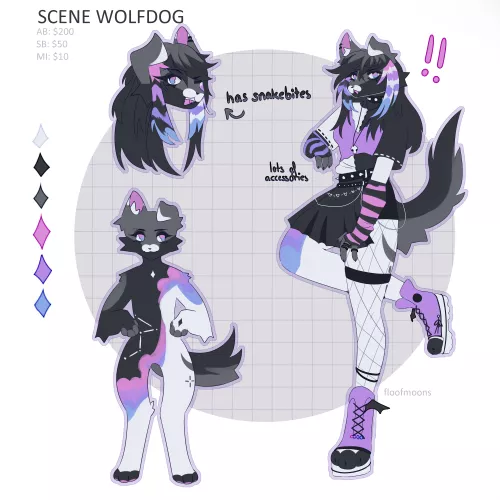 scene wolfdog adoptable! [OC] by floofmoons