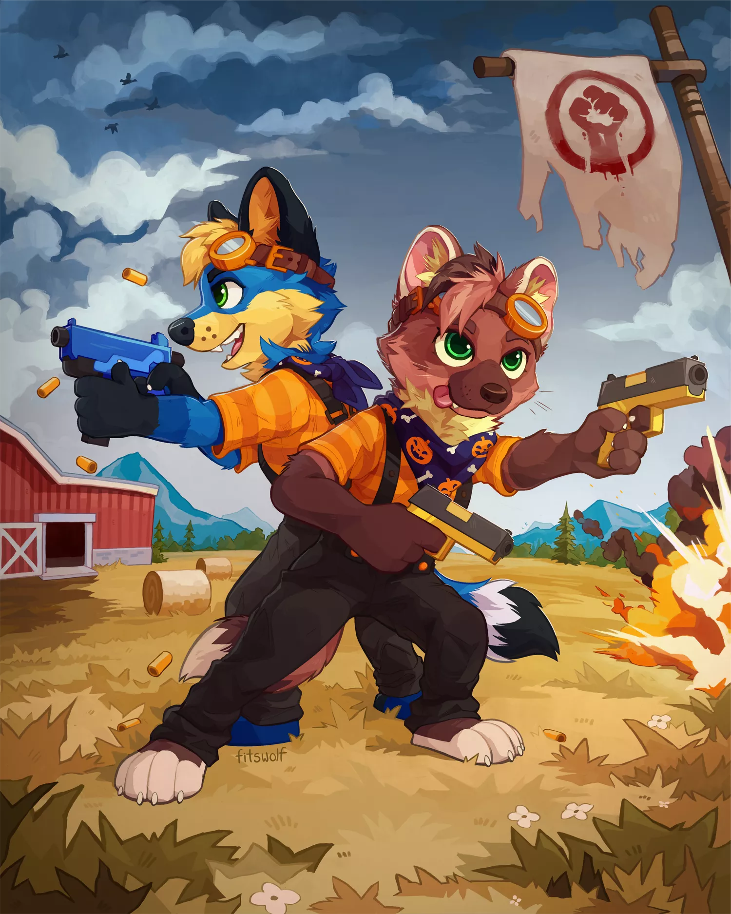 Super Animal Royale's Comedic Duo! (art by me) posted by fitswolf