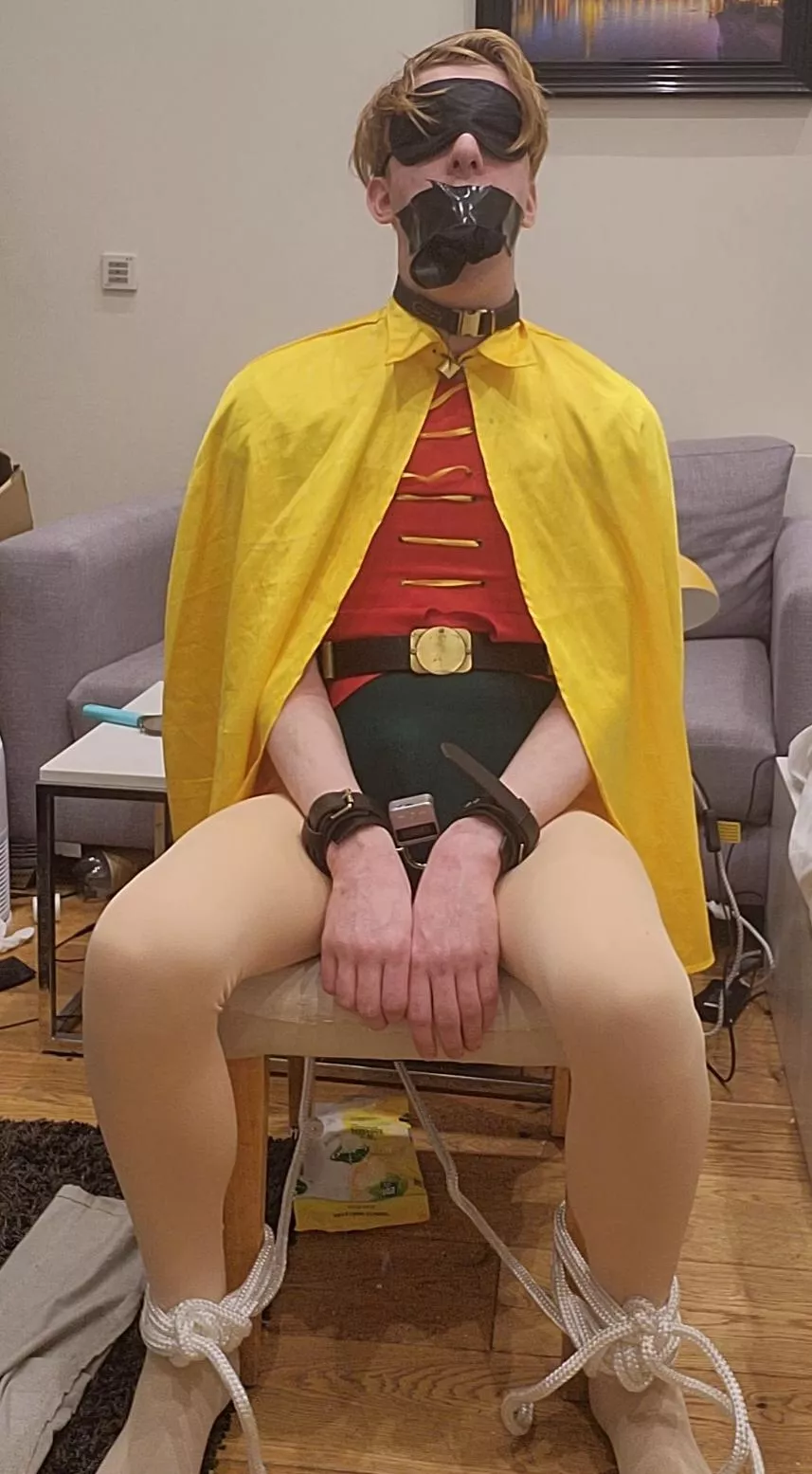 The Boy Wonder trapped with a time release padlock 😉 posted by Twink_Boy_Wonder