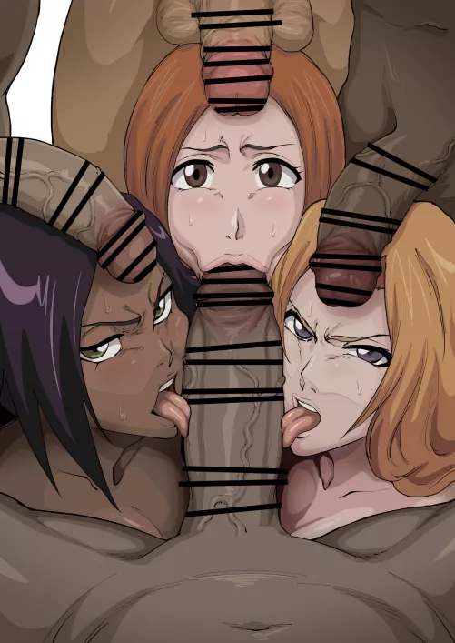 Yoruichi, Orihime, Rangiku blowbang by ChatMerayTattay