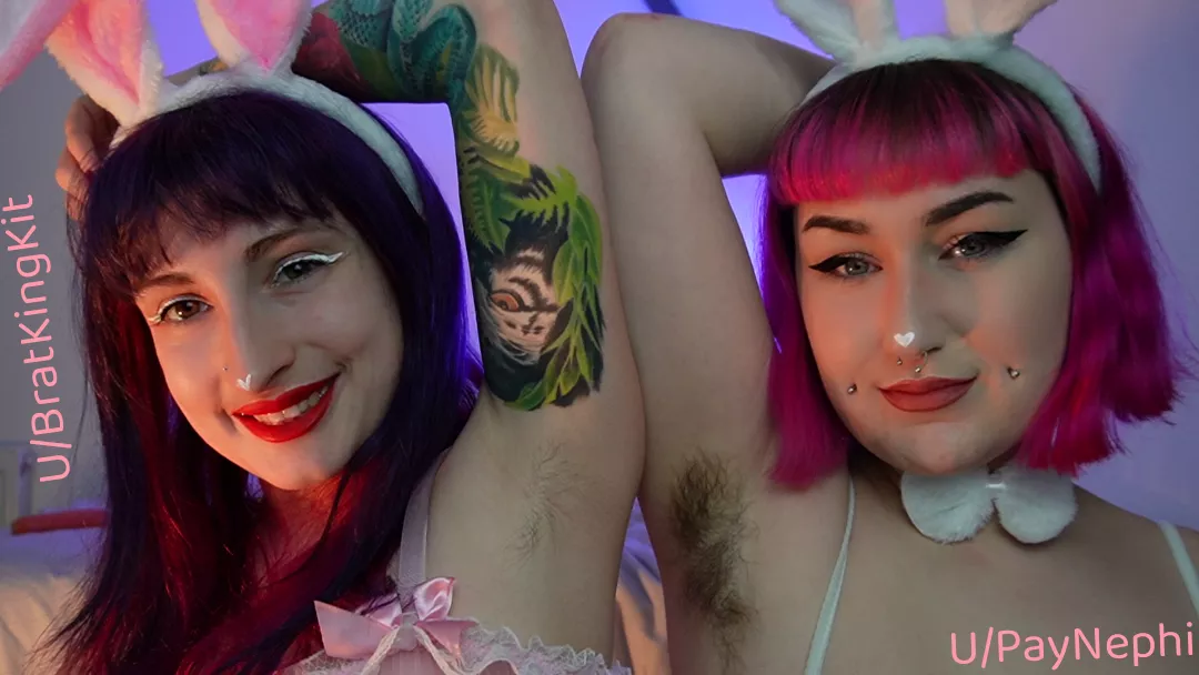 A pair of perfect bunny pits! Mine are lightly fuzzy, Nephi's are perfectly bushy! posted by BratKingKit