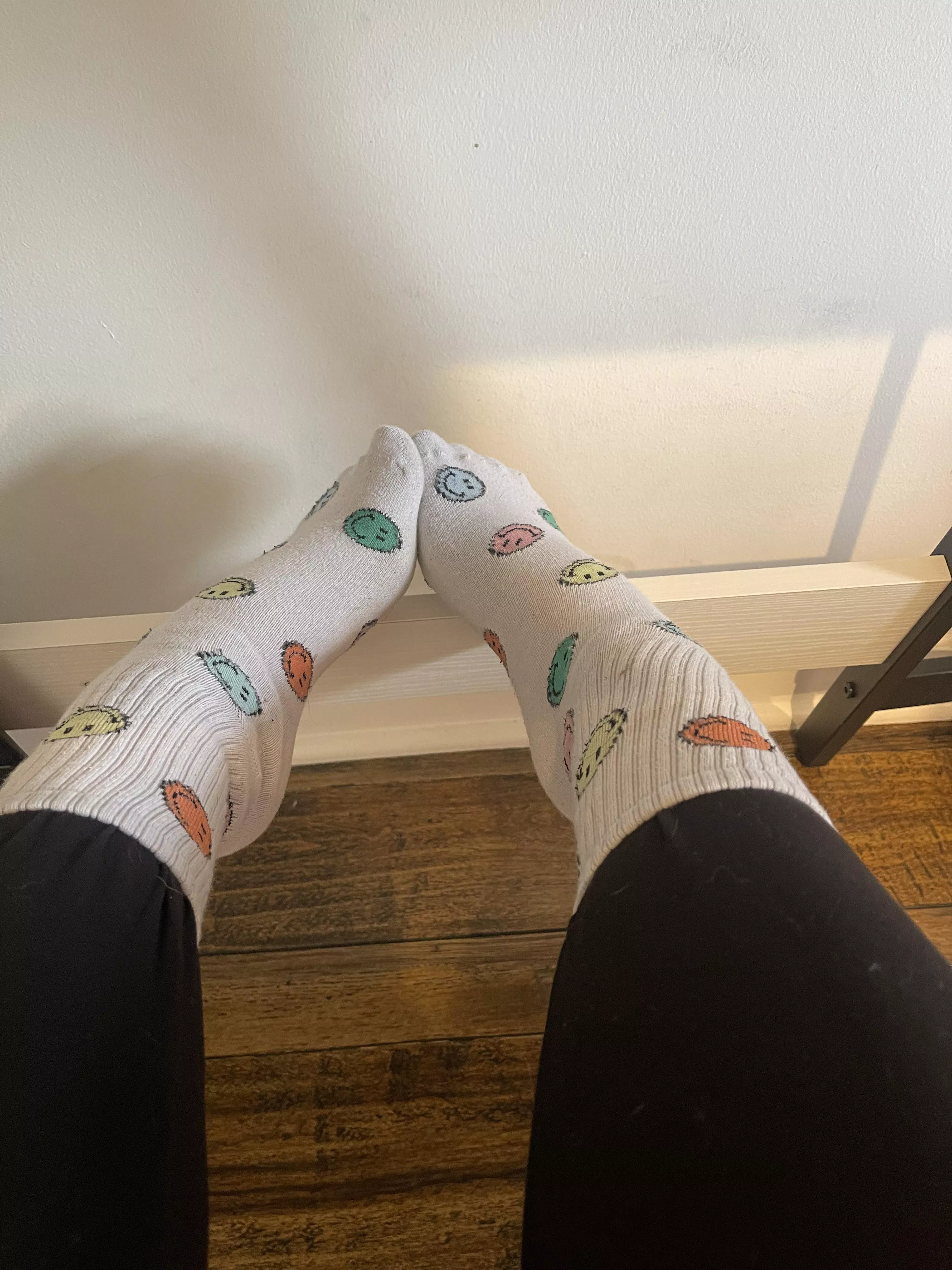 Get under my desk and sniff my socks. 😈 posted by my_prettyfeets_