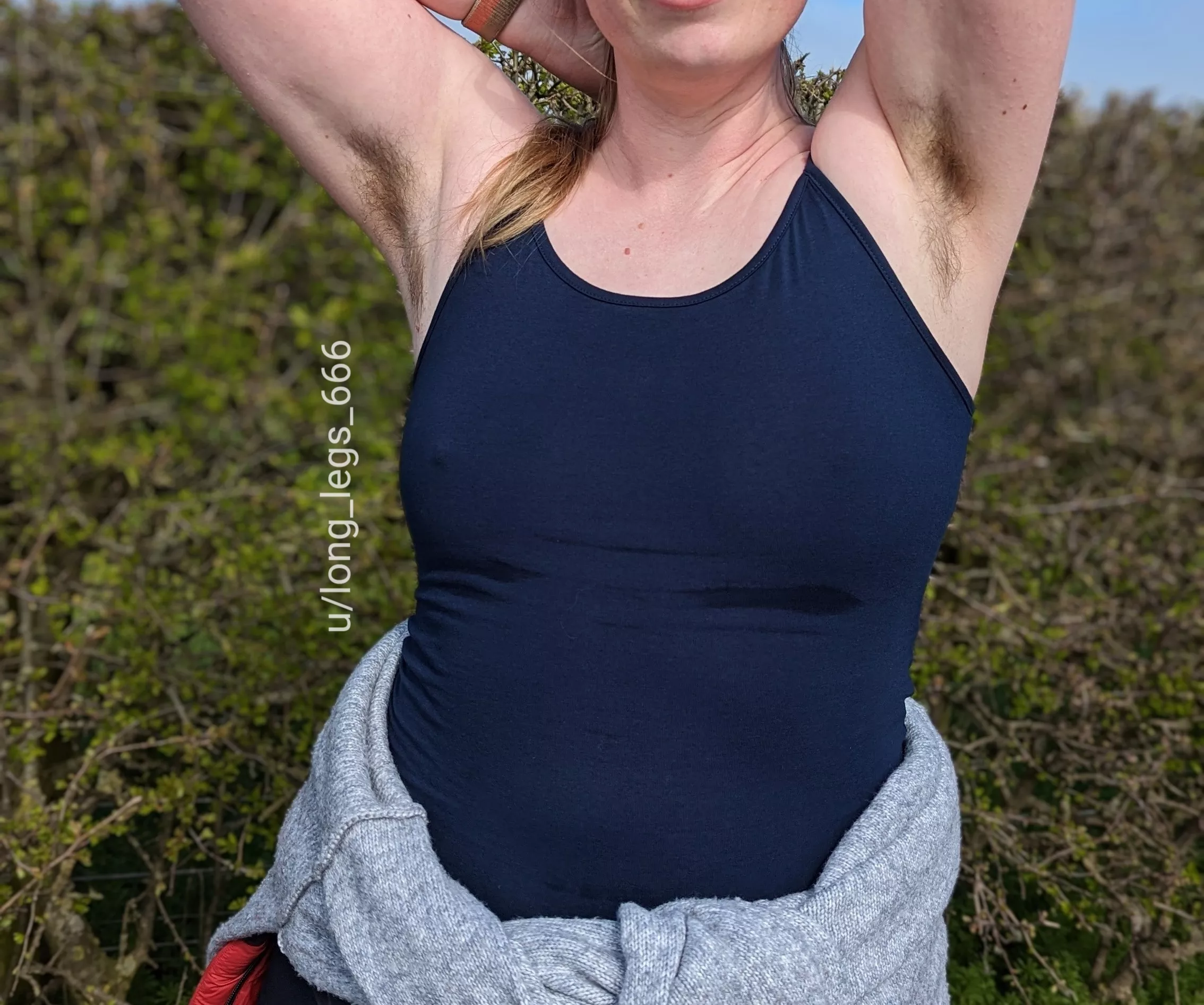 Hairy UK milf showing off my pits in public x posted by Long_Legs_666