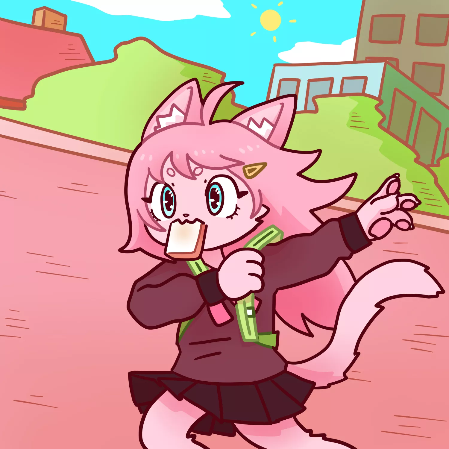 Late for school - art by me @shifugumi posted by shifugumi