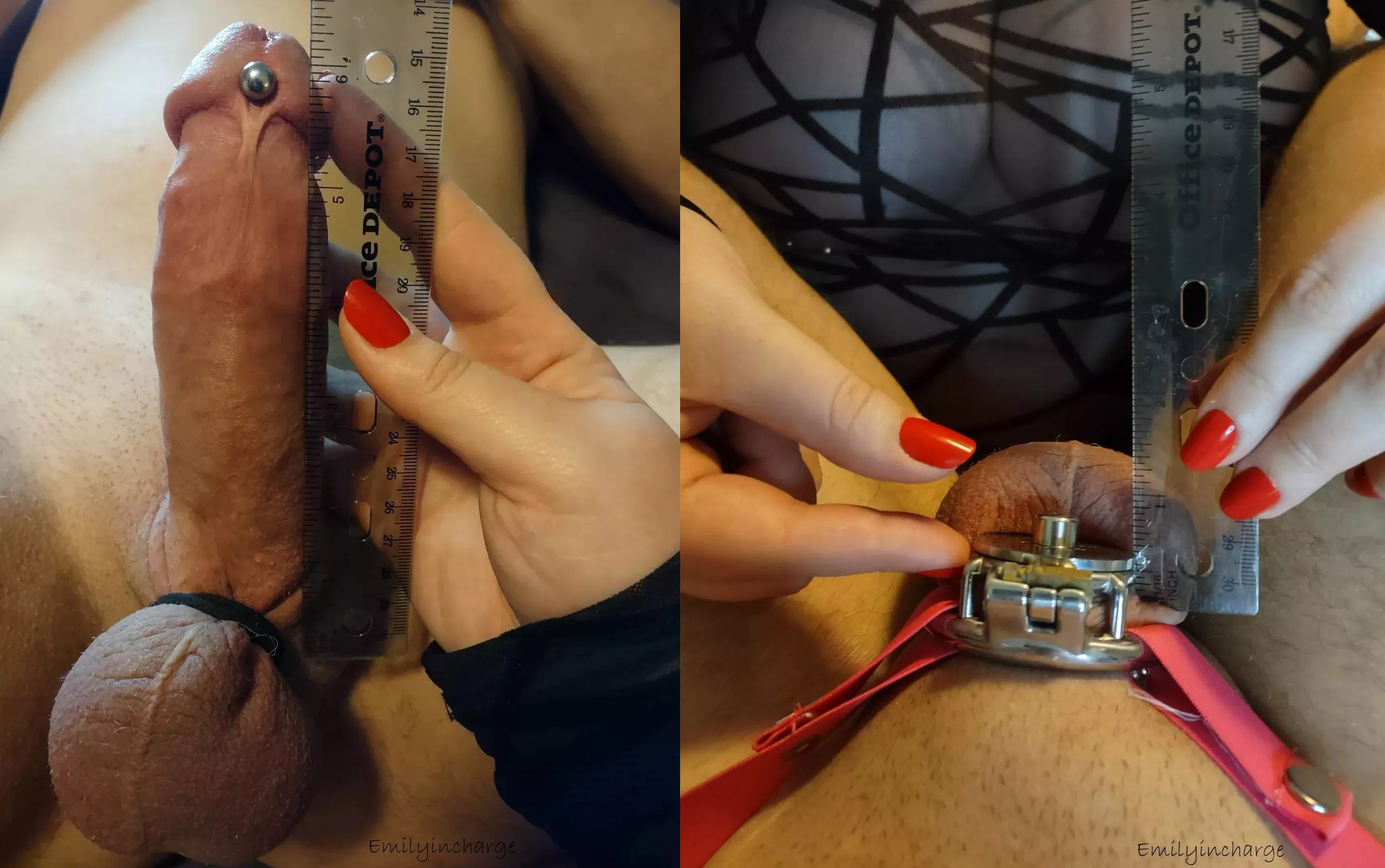 Size doesn't matter - all dicks should be locked 🤭😘🔒🔒 how do you think measure up? 😘 posted by Emilyincharge