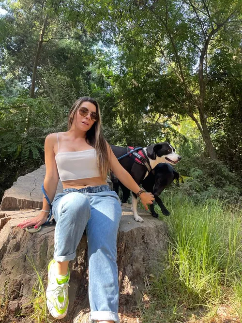 Strolling through nature with my furry besties, rocking my crop top and jeans combo by Xx_Ivonne_xX