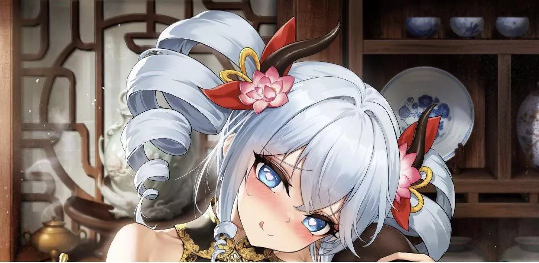 Lf Color source : 1girl , white hair, hair ornaments, blue eyes, blushing, twin tails, heart pupils, ahegao, tongue on side of mouth posted by ChachaRealsmooth205