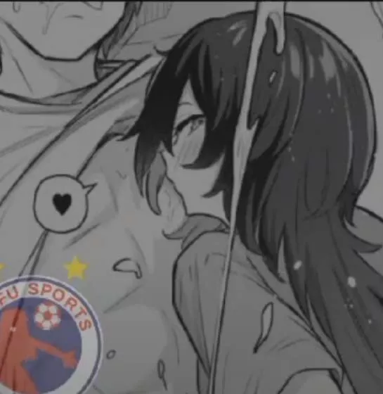 LF Mono Source: 1girl, 1boy, black hair, long hair, sucking male nipple, cum, heart in ballon text, blushed posted by Kevinrealk