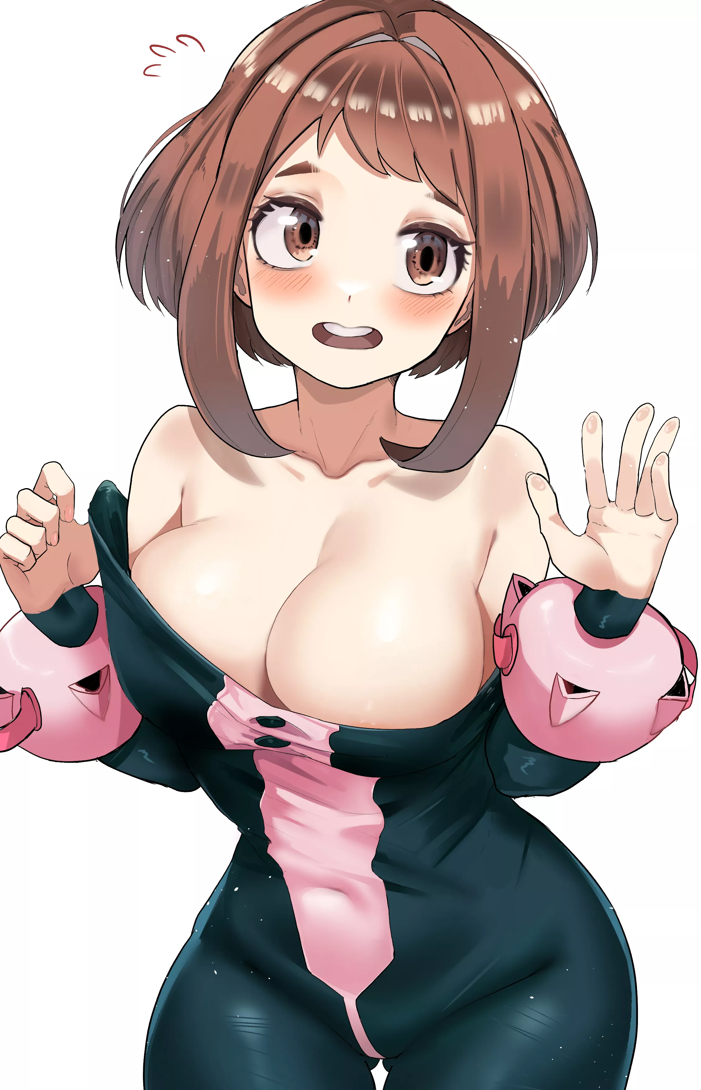 Ochako getting out of her Hero Costume (zd / @zx623723) posted by Burnburncutebabe