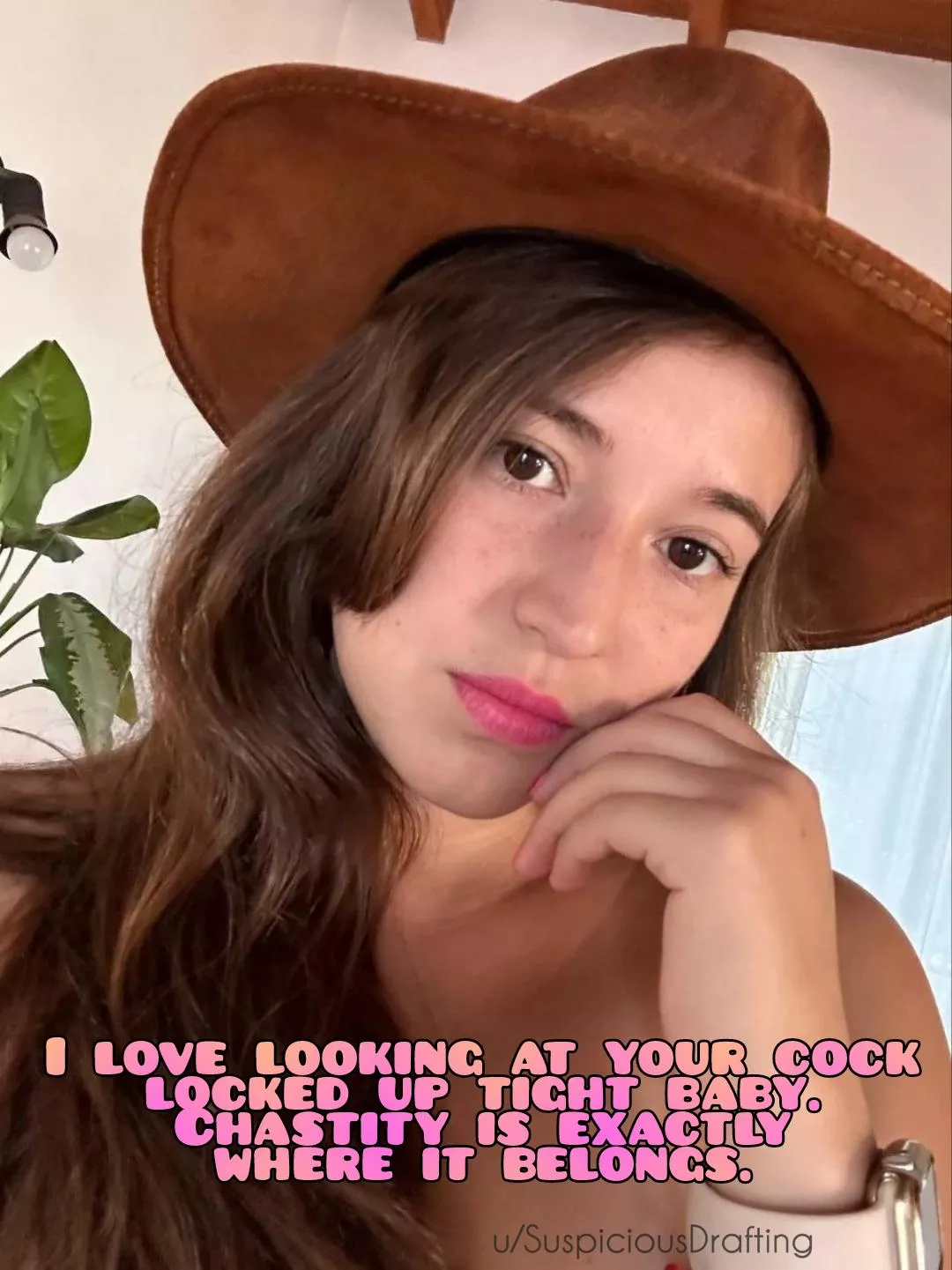 Your never allowed to wear pants at home so she can always see her caged up toy. posted by slave4Cutiepiie