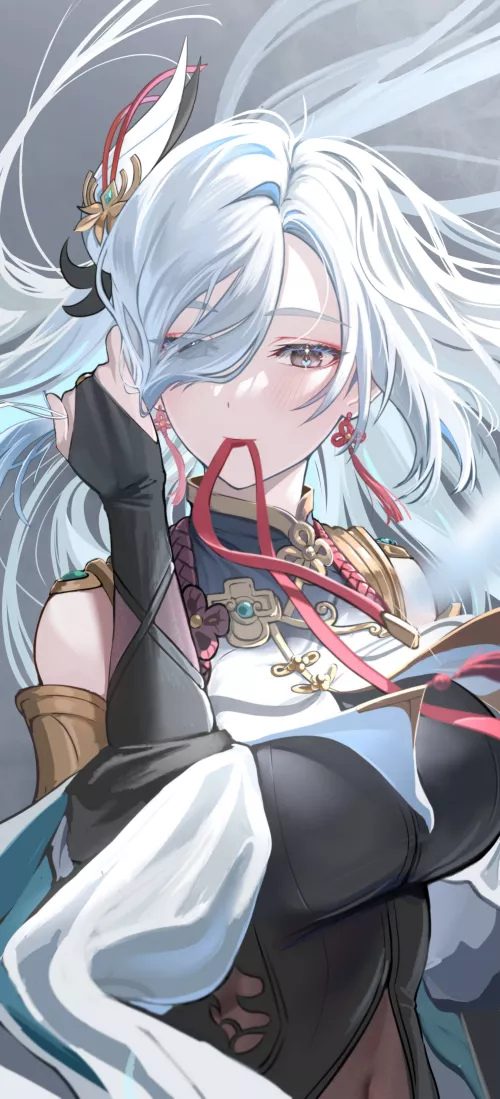 Blushing Shenhe [Genshin] by CheetahSperm18