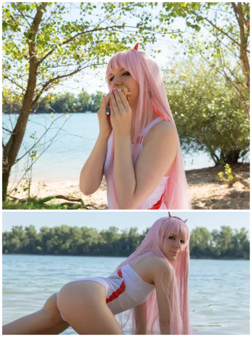 Eating a little snack, so you can snack on me later ~ Zero-Two from Darling in the franxx by x_nori_ [Self] by x_nori_