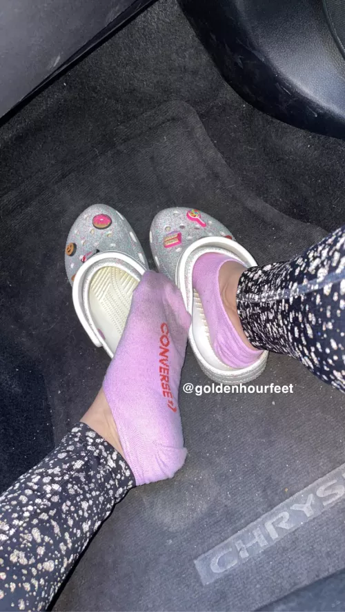 Idk what’s cuter my socks or my crocs😜 [selling] by goldenhourfeet
