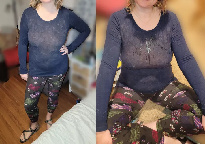 Load 58 on wife's cumstained blouse before and after by cumfoot2003