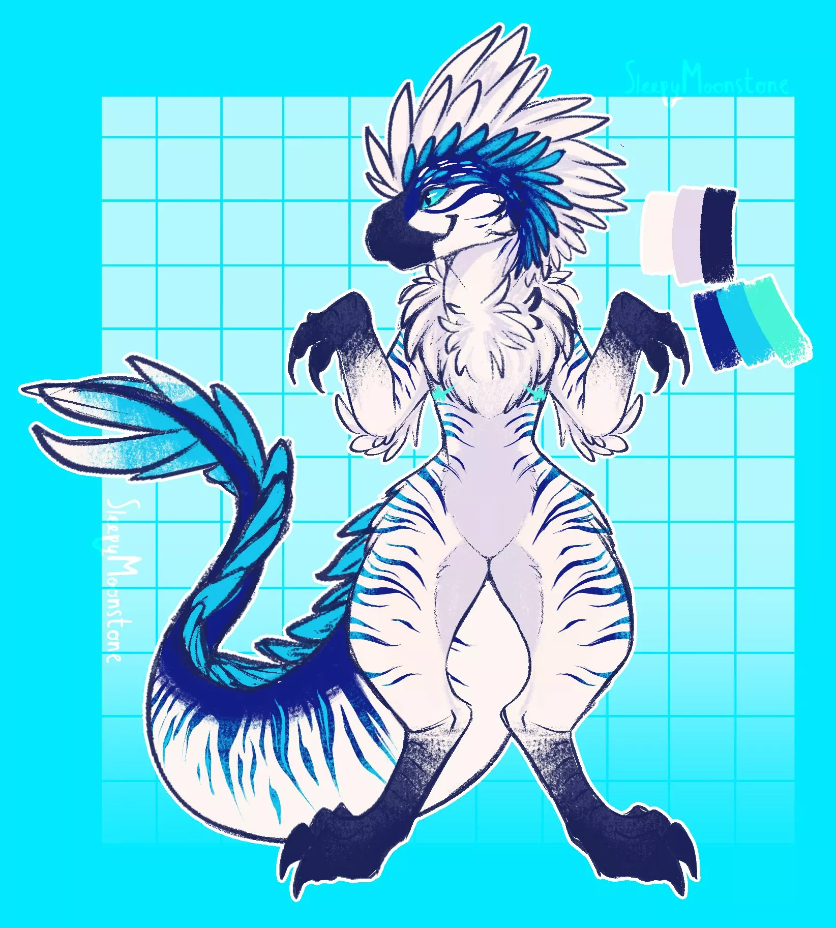 Another concept sketch - this time a fun feathery dino! (OC) posted by PossumInTheTea