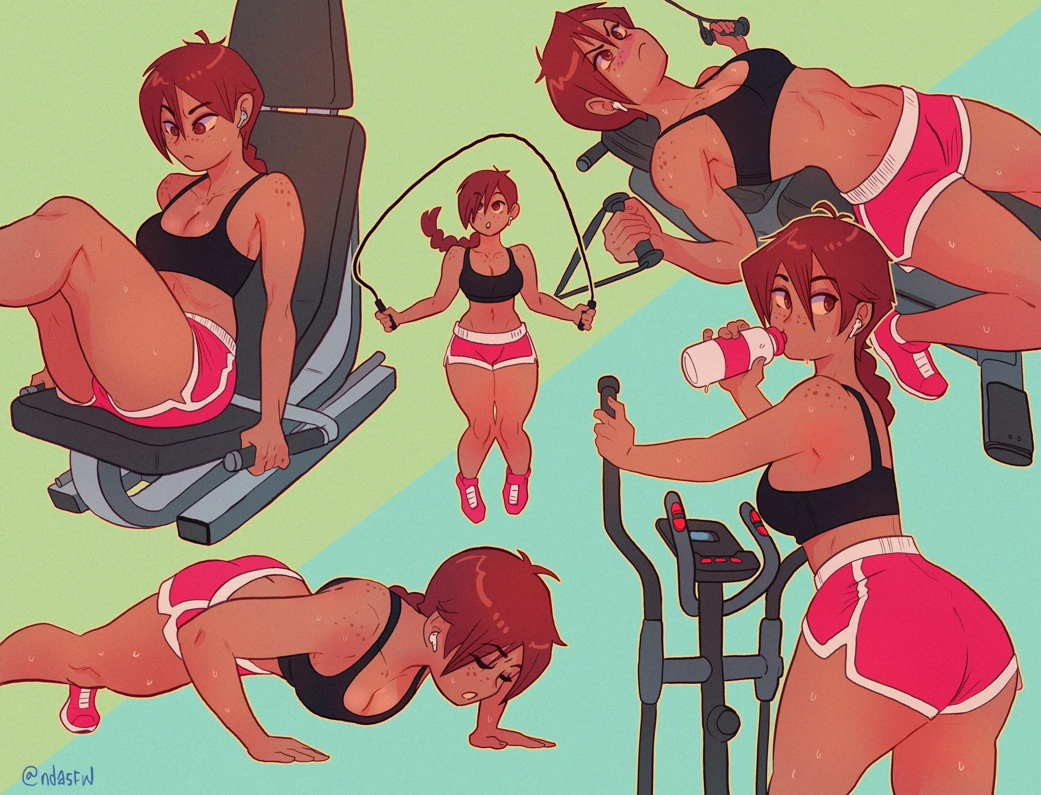 Aubrey Working Out (Neal D. Anderson) [Artist's OC] posted by llamanatee