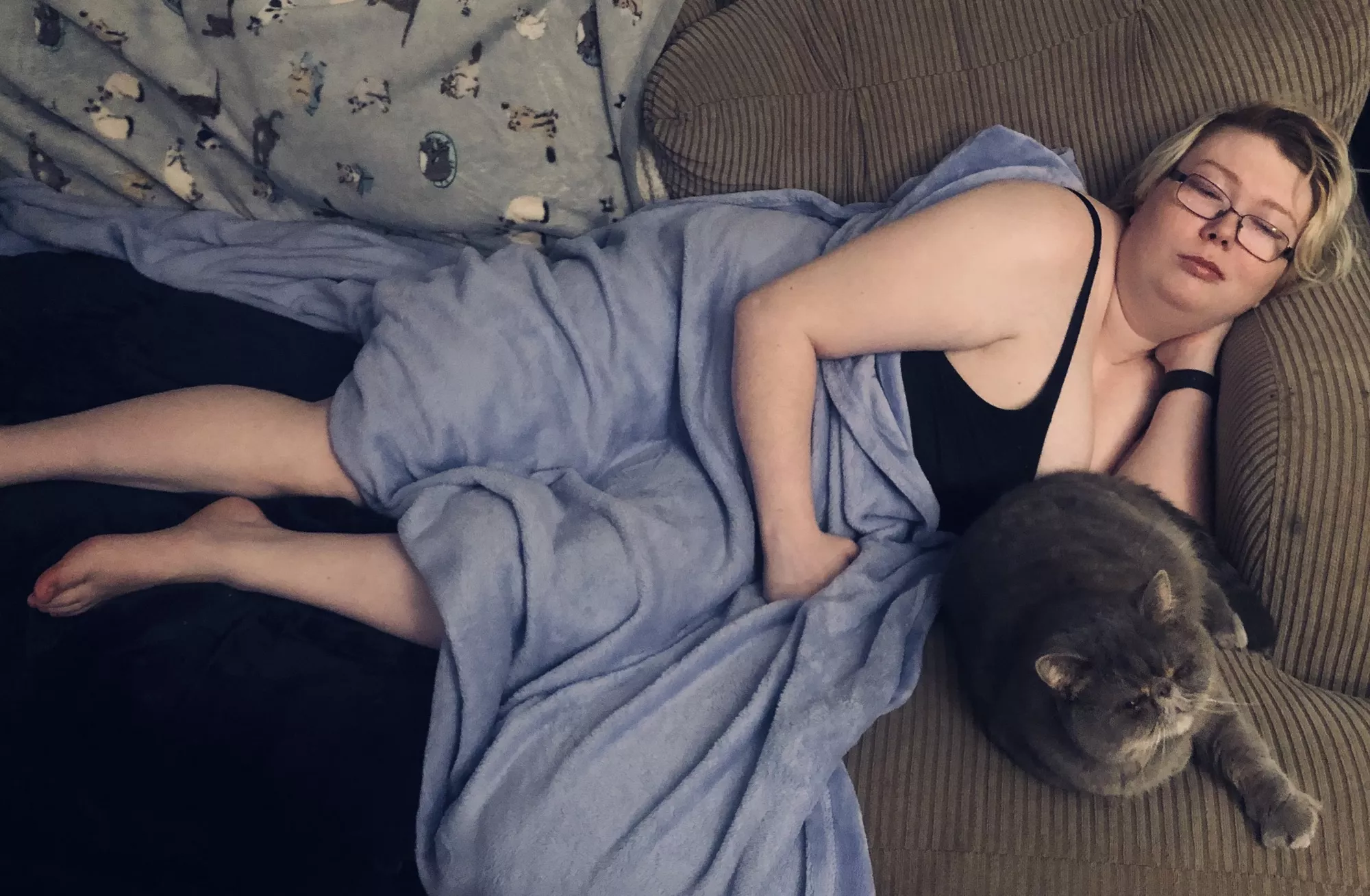 My partner took this pic of me and my cat resting, what do y’all think :3 ? posted by EinarTheHentaiQueen