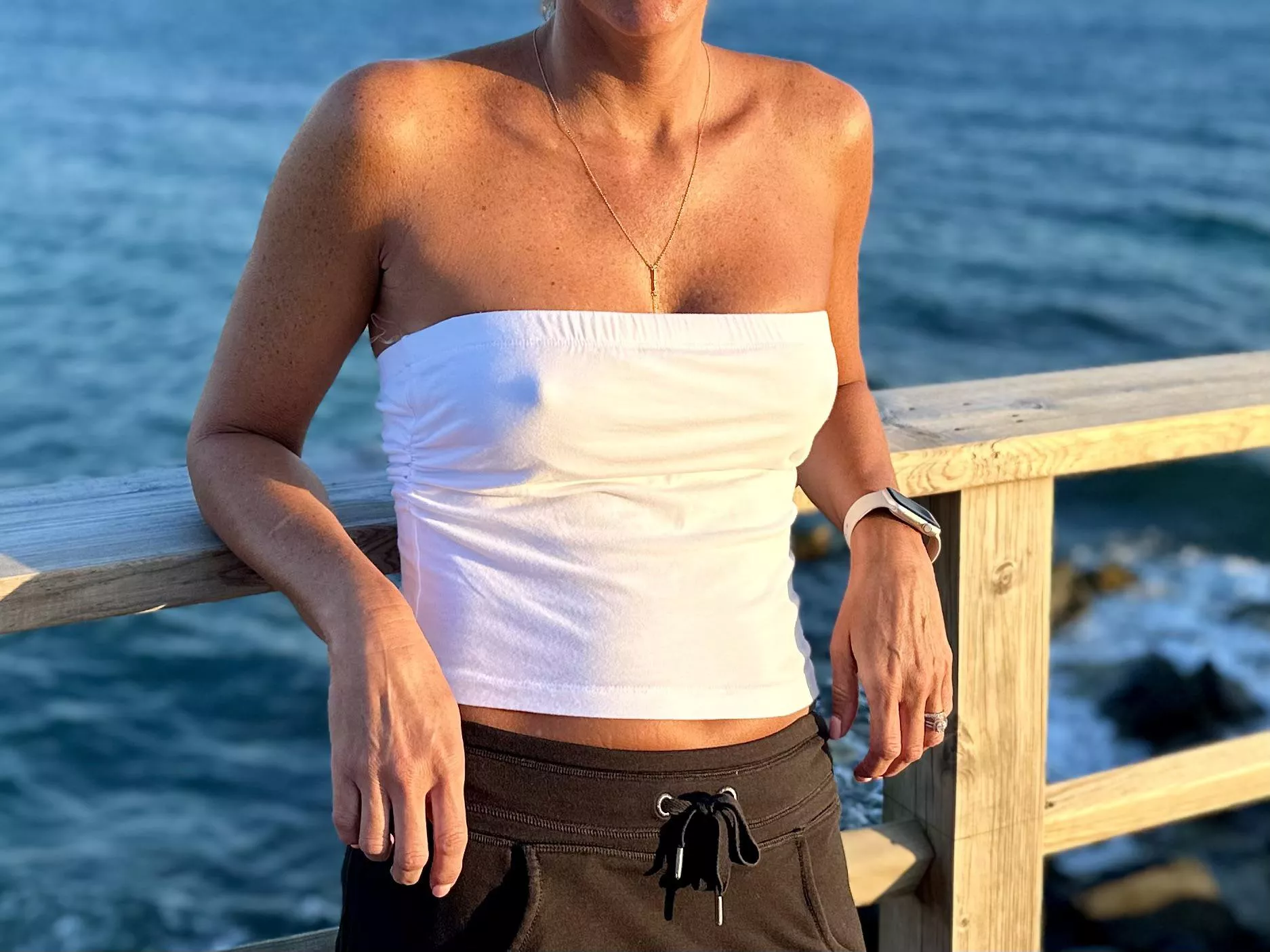 When I’m not topless on vacation, I’m braless. 52(f) posted by SpeedDemonandMrs