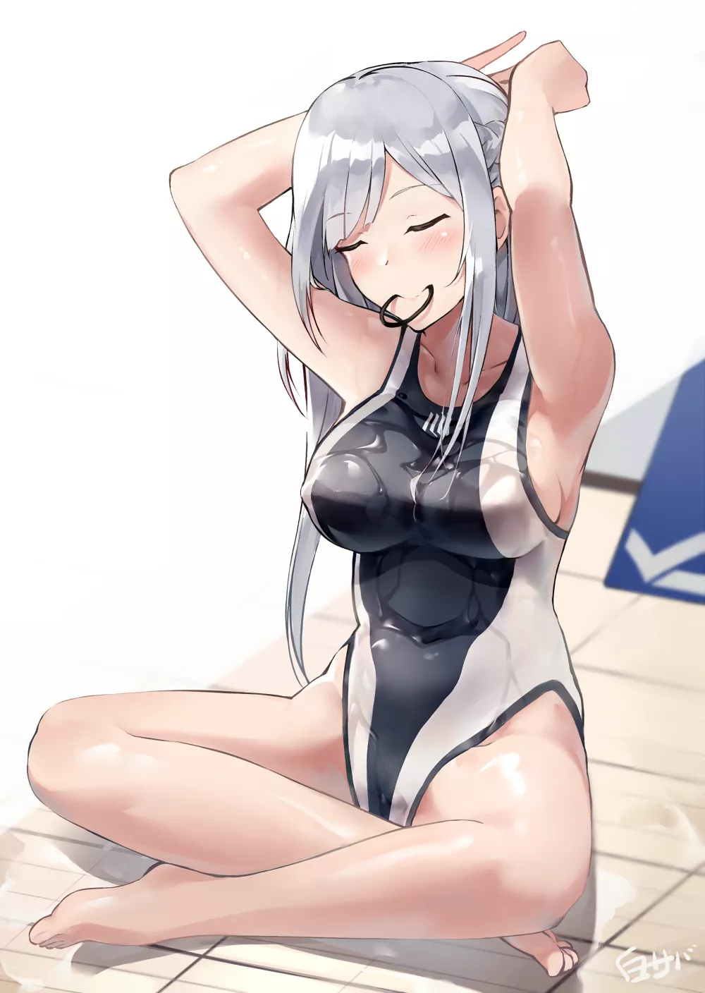 AK-12 Tying her Hair after Swimming [Girls Frontline] (Shirosaba) posted by ecchi_neko