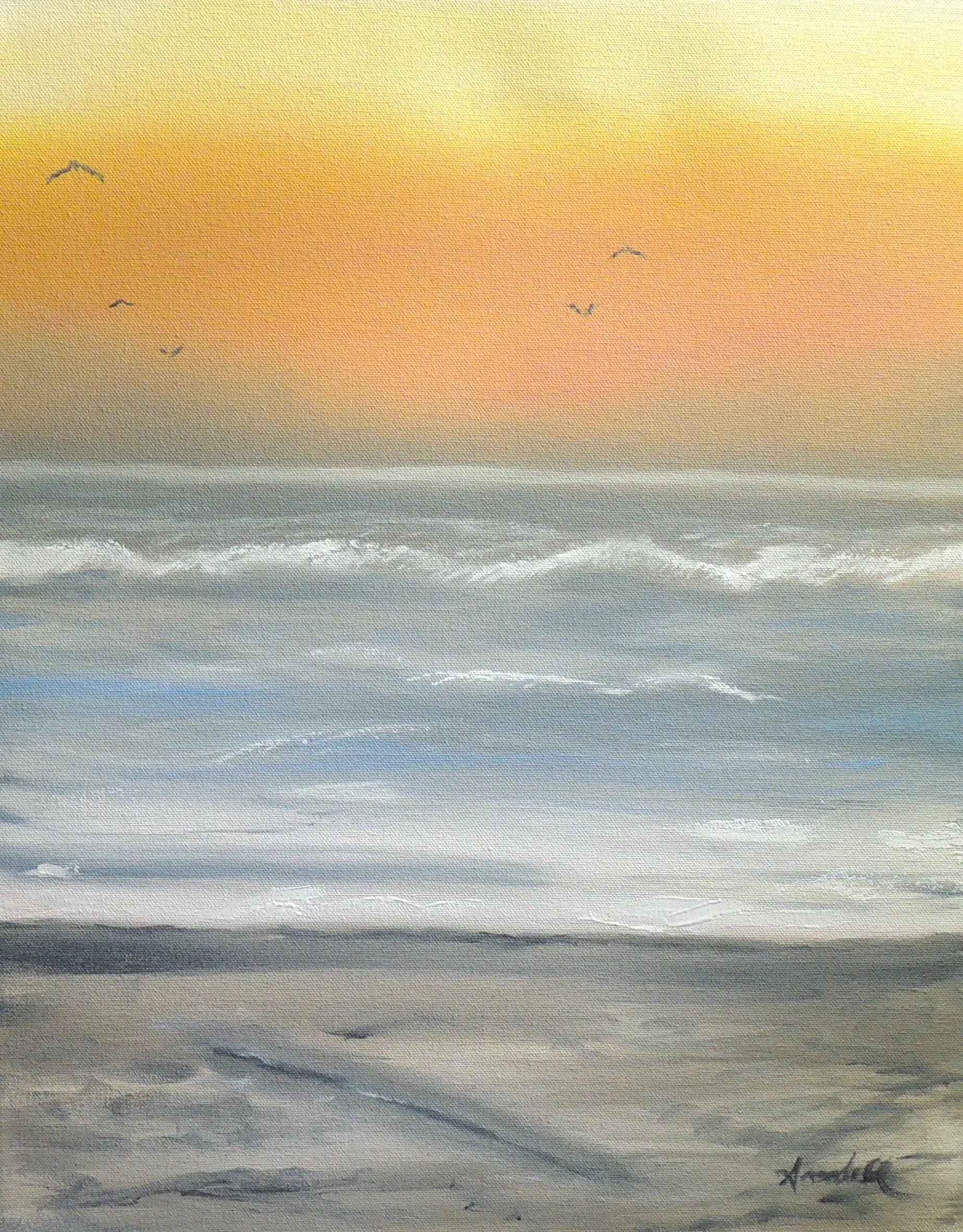 Farewell - painting of the sunrise at Mission Beach - San Diego CA - OC posted by Normal-Stretch6688