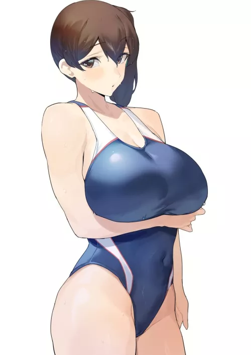 Kaga in a competition swimsuit (MM) [KanColle] by llamanatee