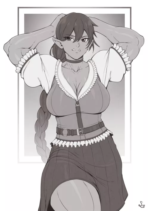 Muscular orc barmaid [Artist: SpeedL00ver] by ComaOfSouls