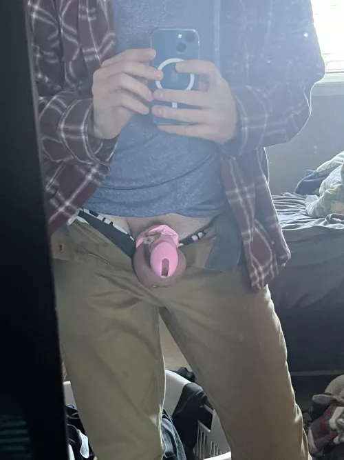 My gf got me a cute cage to wear and now I feel so cute!! by Notahornyalt-account