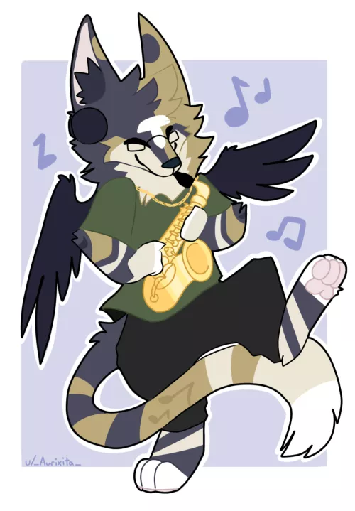 Saxophone Doggo - Commission for u/Jayn_Xyos! by _Aurixita_