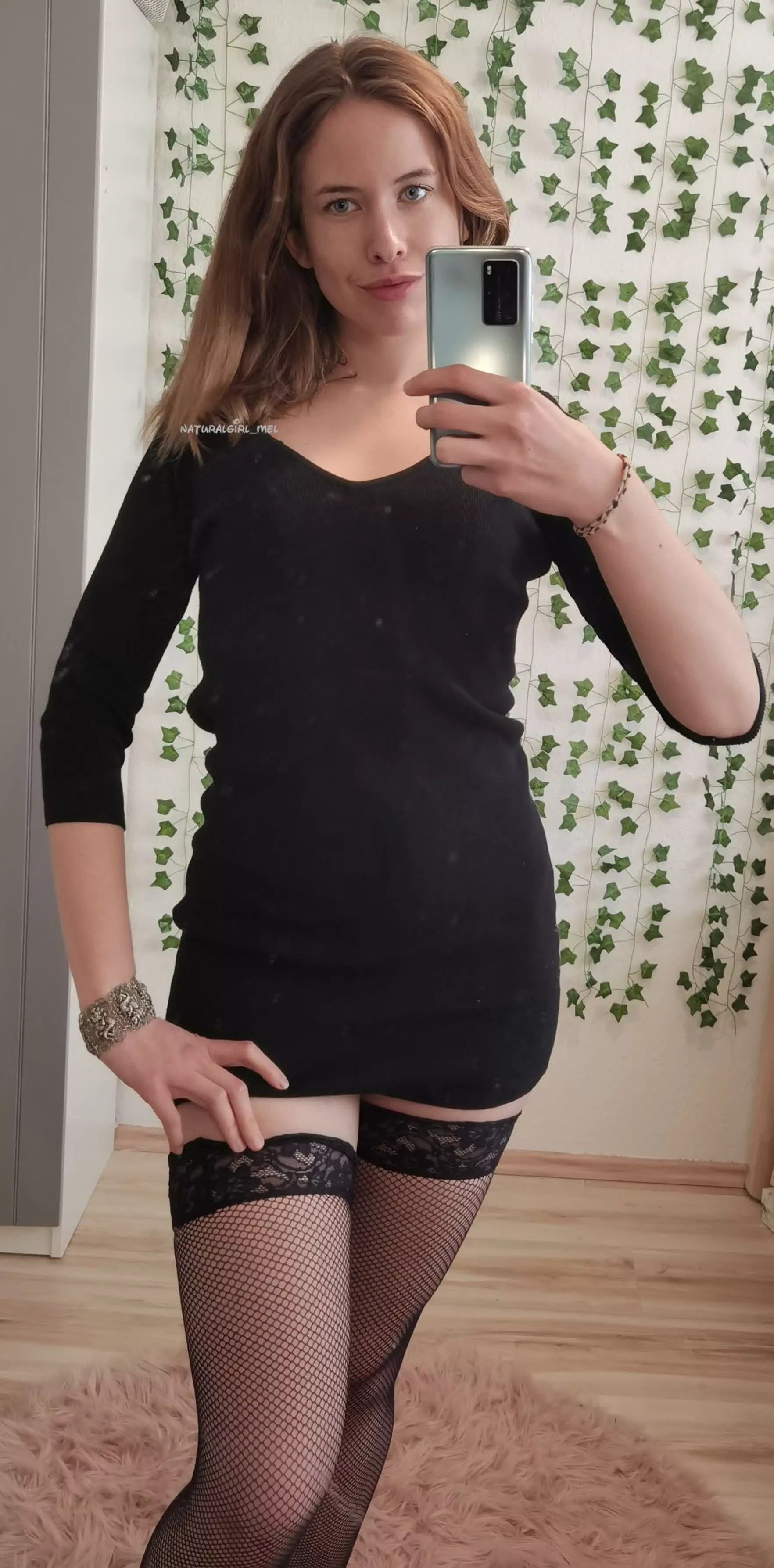 Tight black dress with thigh highs for girls night out posted by naturalgirl_mel