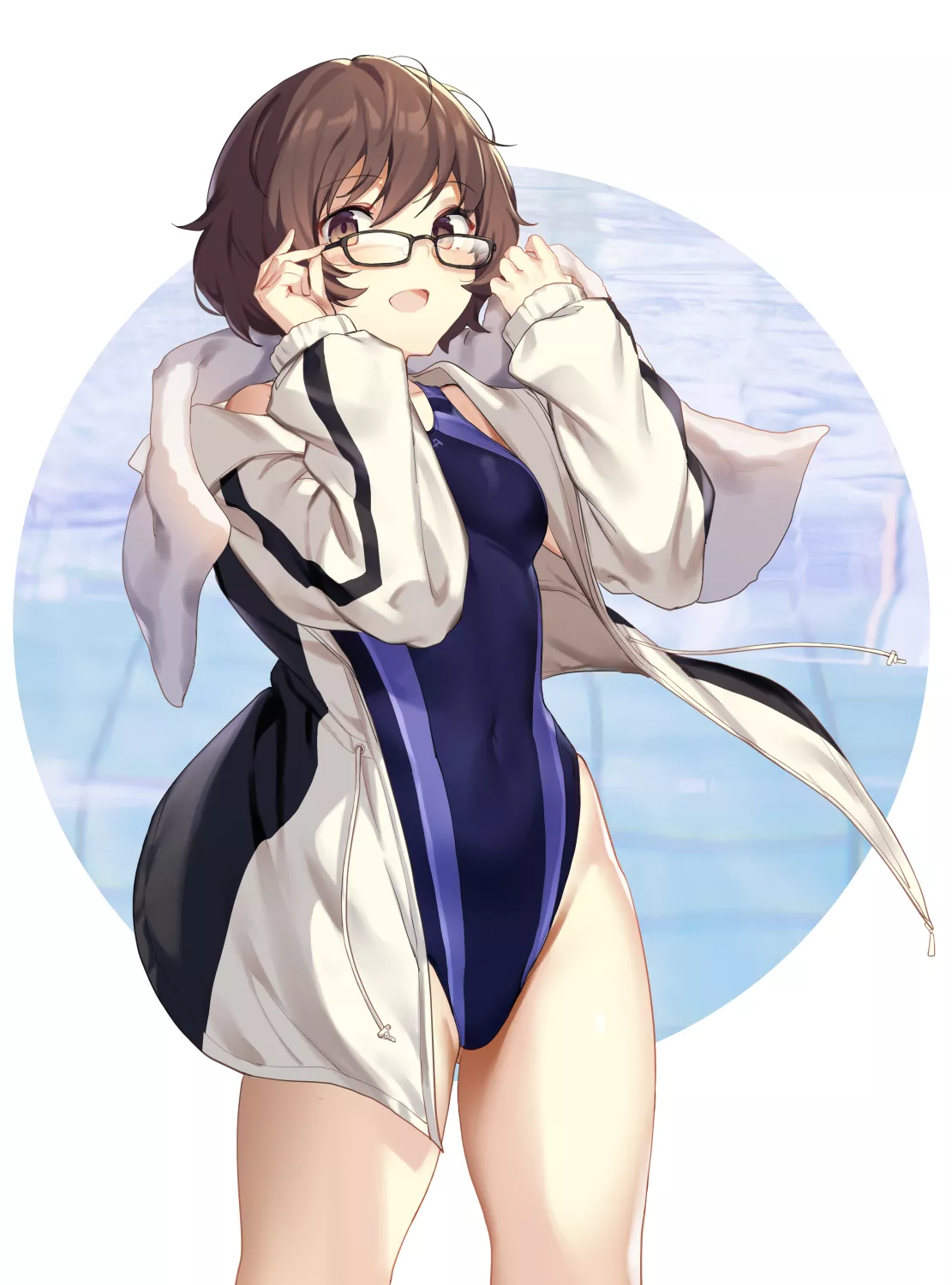 Akiyama Yukari in a Two-tone Blue Swimsuit [Girls und Panzer] (Ikomochi) posted by ecchi_neko