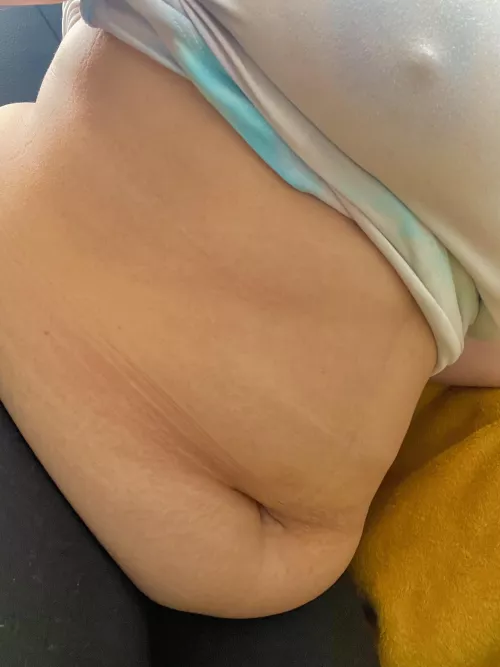 Trying to get used to my new stuffed body/belly ☺️ 🐽 by InferiorSubb