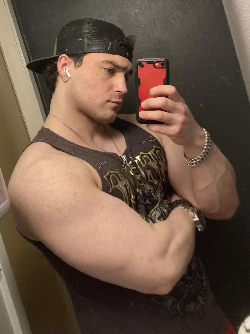 I'm pressing my arm against my chest to make it look bigger posted by bradybodybuilder