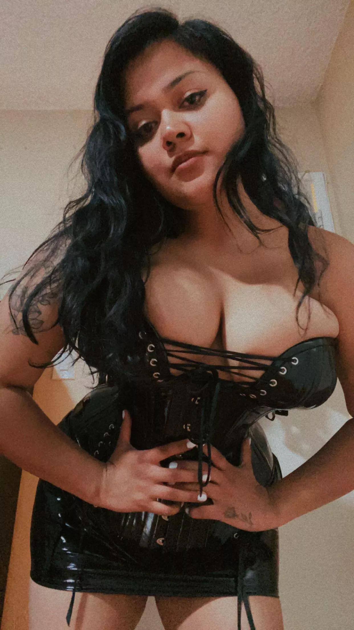 in my shiny outfit 🖤 posted by Waistingmytimeaway_