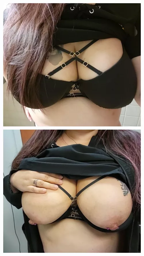 Sexy black bra under my scrubs by curvyaznhotwife