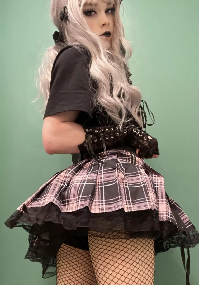 This skirt is so short but also so cute🤭 🖤I hope ylou like the view🖤 by Dry-Apple2493