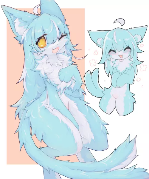 I wanted to draw Omaneko after seeing him here 🩵 (art by me) by Purrless