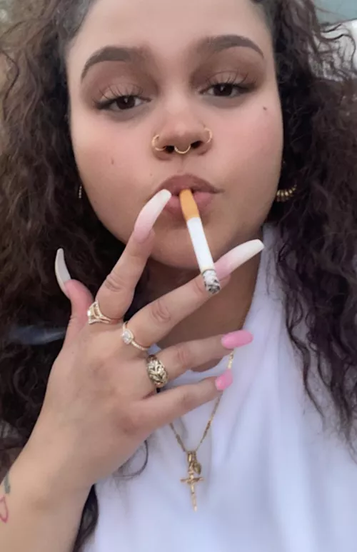 It was beautiful outside today! Perfect excuse for multiple smoke breaks 😈 🚬 by Misshairypussy