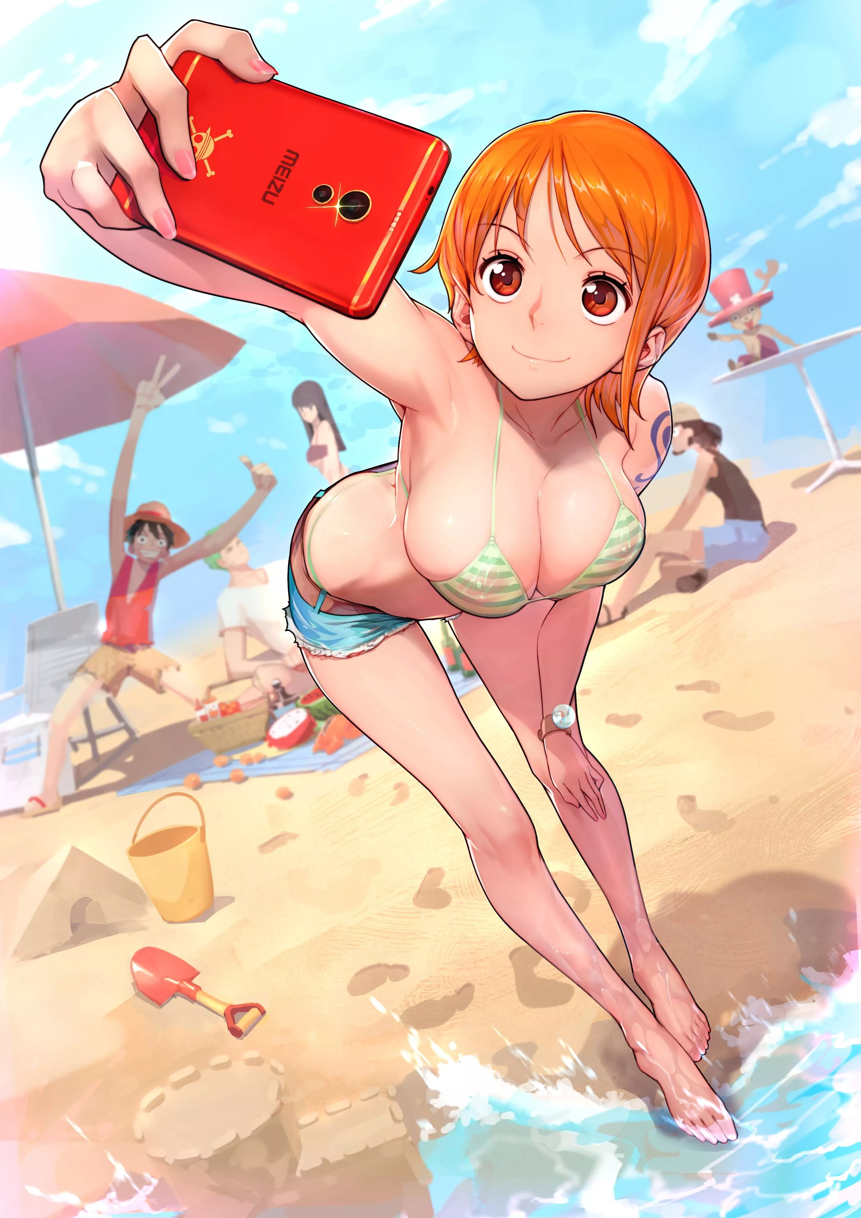 Nami taking a group photo posted by Rishol