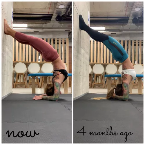 One of my biggest weaknesses, but... spine flexibility progress. (look at the line on the wall) by sagittarinaofficial