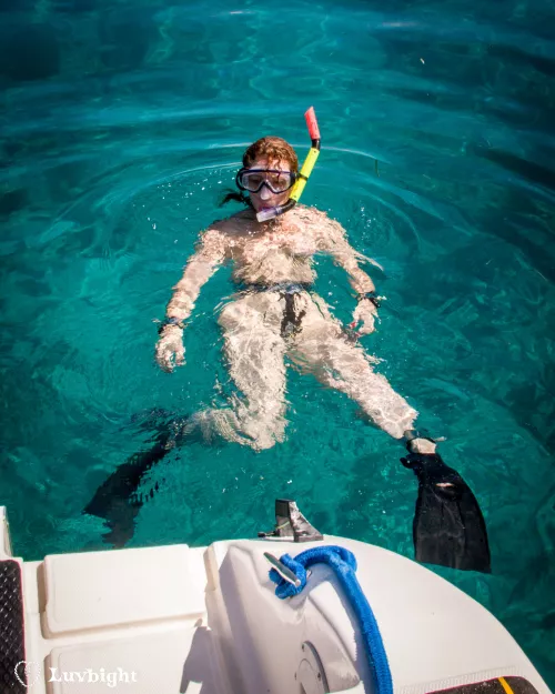 Alone in the ocean with just her snorkel and her chastity belt (Dee Luvbight, Key West, 2009) by MickLuvbight